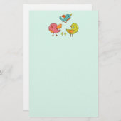Colorful and Cute Whimsical Birds Trio Briefpapier (Voorkant / Achterkant)