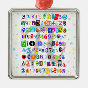 Colorful and Fun Depiction of Pi Metalen Ornament