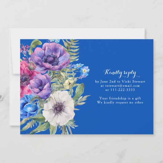 Colorful Anemone Flower 80th Birthday Invite Kaart (Achterkant)