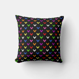 Colorful Angels Pattern Black Kussen