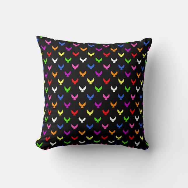 Colorful Angels Pattern Black Kussen (Voorkant)