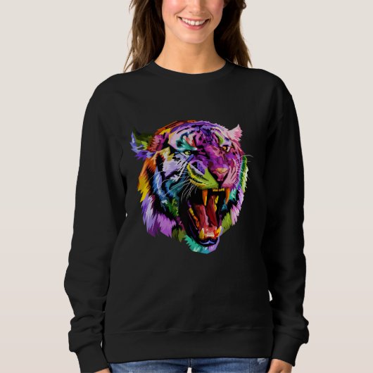 Colorful Angry Tiger Art Graphic Trui (Voorkant)