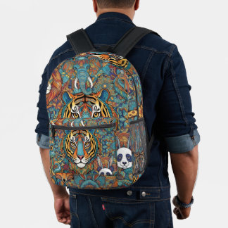 Colorful Animal Mandala Backpack – Boho Animal  Bedrukte Rugzak