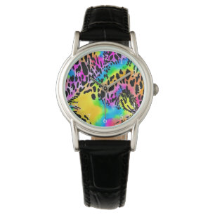 Colorful Animal Print Patroon Horloge