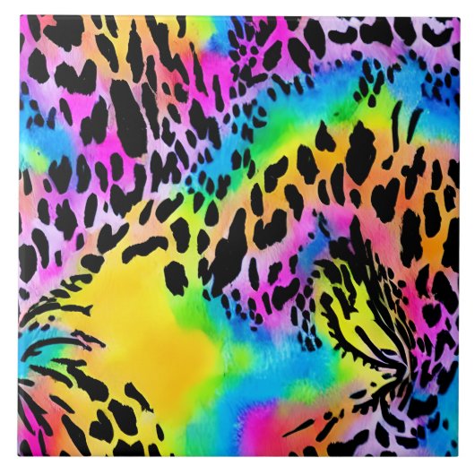 Colorful Animal Print Patroon Tegeltje (Voorkant)
