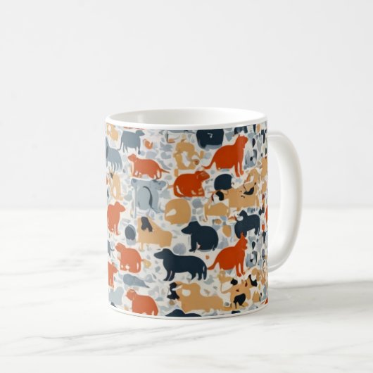 "Colorful Animal Silhouette Pattern Mug (Devant droit)