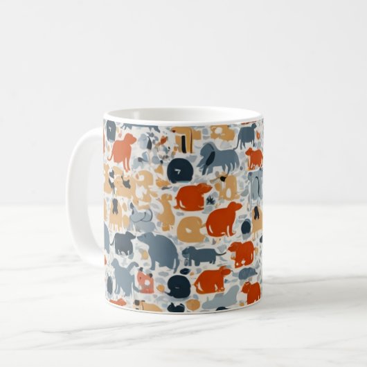 "Colorful Animal Silhouette Pattern Mug (Devant gauche)