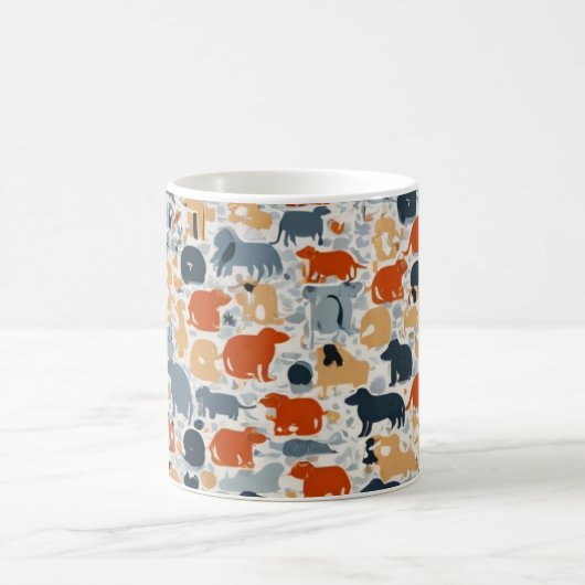 "Colorful Animal Silhouette Pattern Mug (Centre)