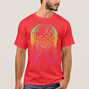 Colorful Anime Girl met Gas Mask Premium T-Shirt