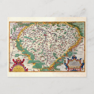 Colorful  Antiek Map of Bohemia Briefkaart