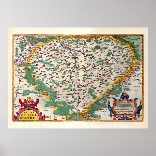 Colorful  Antiek Map of Bohemia Poster (Voorkant)