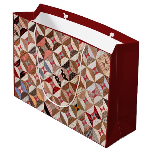 Colorful Antiek Spoolpatroonpatchwork Quilt Groot Cadeauzakje (Achterkant Gekanteld)