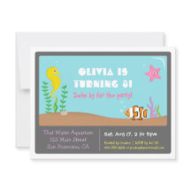 Colorful Aquarium Kids Birthday Party Invitations