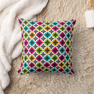Colorful Argyle en Floral Pattern Jumbo Pillow Kussen