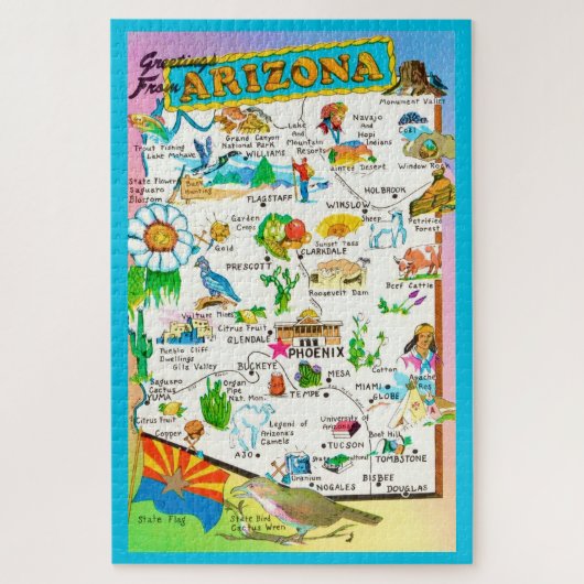 Colorful Arizona Map 20x30 Jigsaw Puzzle Legpuzzel (Verticaal)
