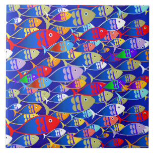 Colorful Art Deco Fish Design Tegeltje