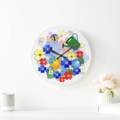 Colorful Art Deco Flower Design Grote Klok (Huis)