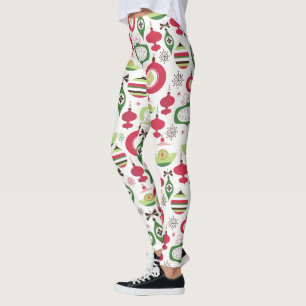Colorful Art-Deco-kerstsierpatronen Leggings