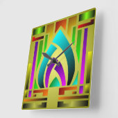 Colorful Art Deco Square Wall klok (Hoek)