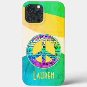 Colorful Art Love and Peace Sign iPhone 13 Pro Max Hoesje