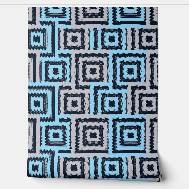 Colorful Art Nouveau Geometric Glitch Pattern  Behang (Afrollen)