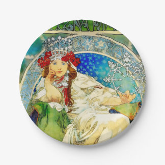 Colorful Art Nouveau Princess Hyacinth Mucha Papieren Bordje