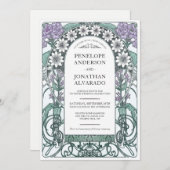 Colorful Art Nouveau Wedding Invitations (set #6) Kaart (Voorkant / Achterkant)