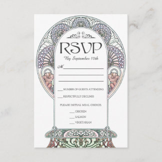 Colorful Art Nouveau Wedding RSVP-kaarten (set #3) RSVP Kaartje