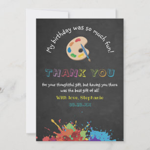Colorful Art Party Ink Splash Chalkboard Birthday Bedankkaart