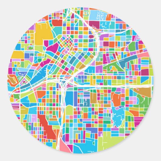 Colorful Atlanta Map Ronde Sticker (Voorkant)