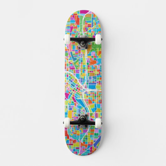 Colorful Atlanta Map Skateboard (Voorkant)