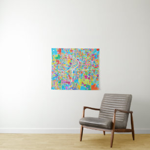 Colorful Atlanta Map Wandkleed