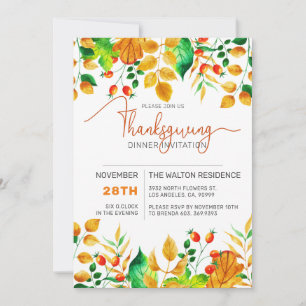 Colorful Autumn Foliage Thanksgiving diner Feestdagenkaart