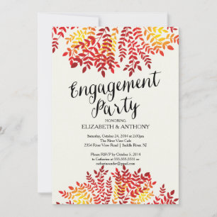 Colorful Autumn Leaves Engagement Party Uitnodigin Kaart
