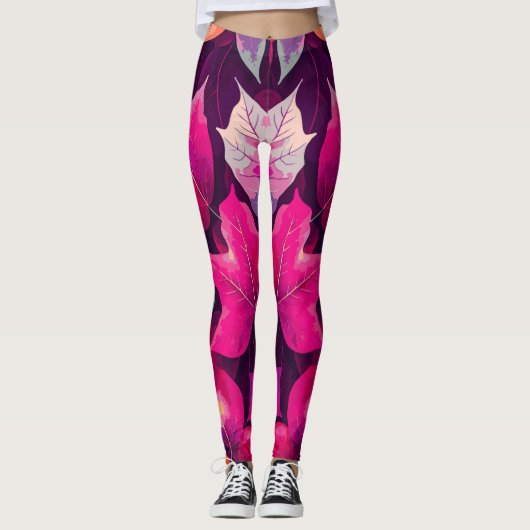 Colorful Autumn Leaves Pattern Leggings (Voorkant)