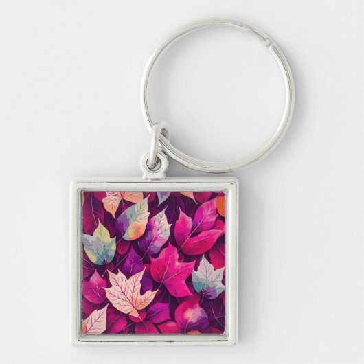 Colorful Autumn Leaves Pattern Sleutelhanger (Voorkant)