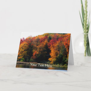 Colorful Autumn Leaves Pond Natuur Photo Card Kaart