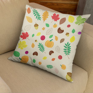 Colorful Autumn Leaves Pumpkin Pattern Kussen