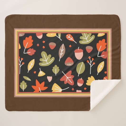 Colorful Autumn Pattern Sherpa Deken (Voorkant (horizontaal))