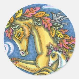 COLORFUL AUTUMN VERLAAT DE WHIMSISCHE HORSE EN KLO RONDE STICKER