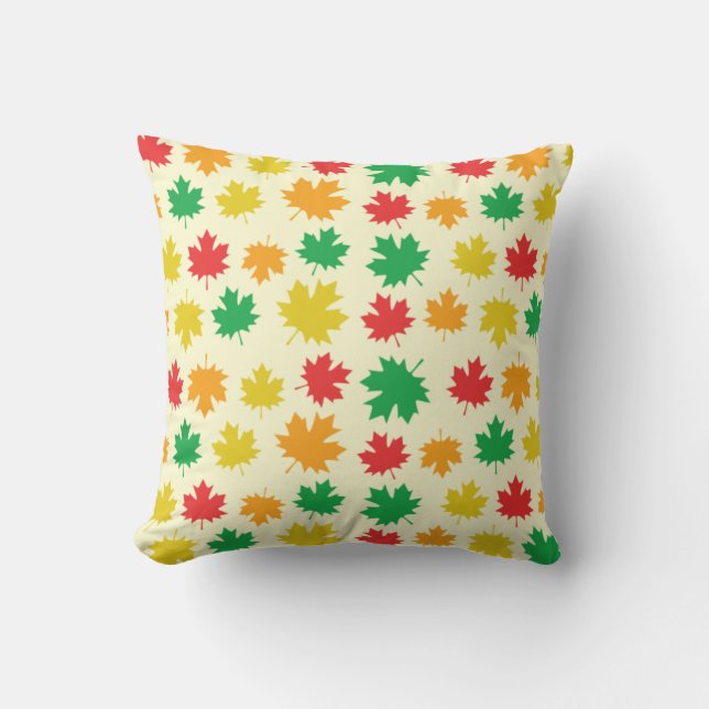 Colorful Autumnal Leafs - Nature Pattern Kussen (Voorkant)