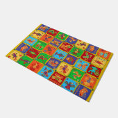 Colorful Aztec Mexican Animals Deurmat (Schuin)