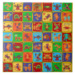 Colorful Aztec Mexican Animals Tegeltje