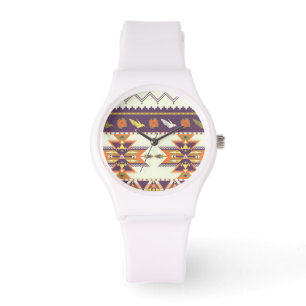 Colorful aztec pattern horloge