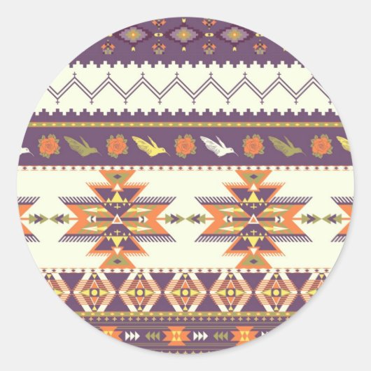 Colorful aztec pattern ronde sticker (Voorkant)