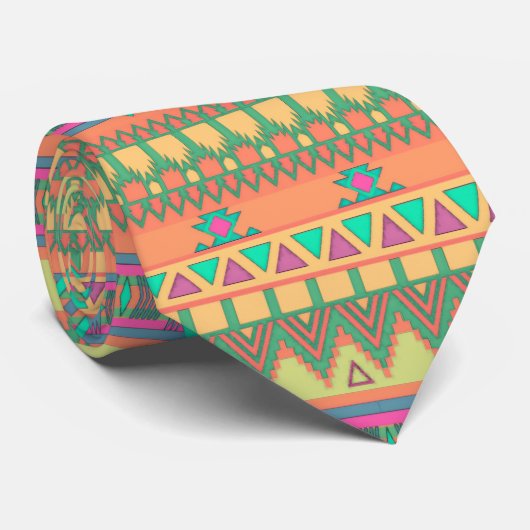 Colorful Aztec Pattern Stropdas (Opgerold)