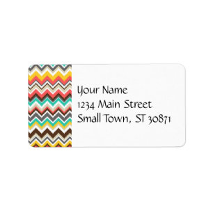 Colorful Aztec Tribal Chevron ZigZag Stripes Print Etiket
