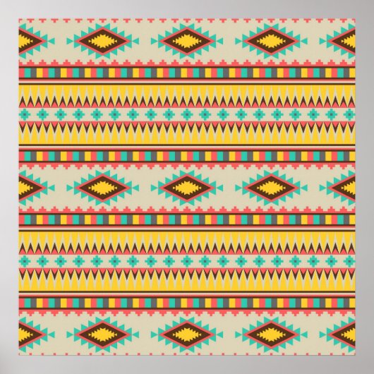 Colorful Aztec Tribal Native American Diamonds Poster (Voorkant)