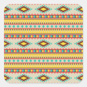Colorful Aztec Tribal Native American Diamonds Vierkante Sticker