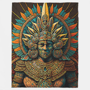 Colorful Aztec Warrior Blanket Fleece Deken